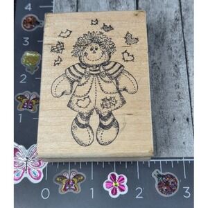 Stamp Affair Ragdoll Country Stitch Hearts Patches Rubber Stamp Wood #064